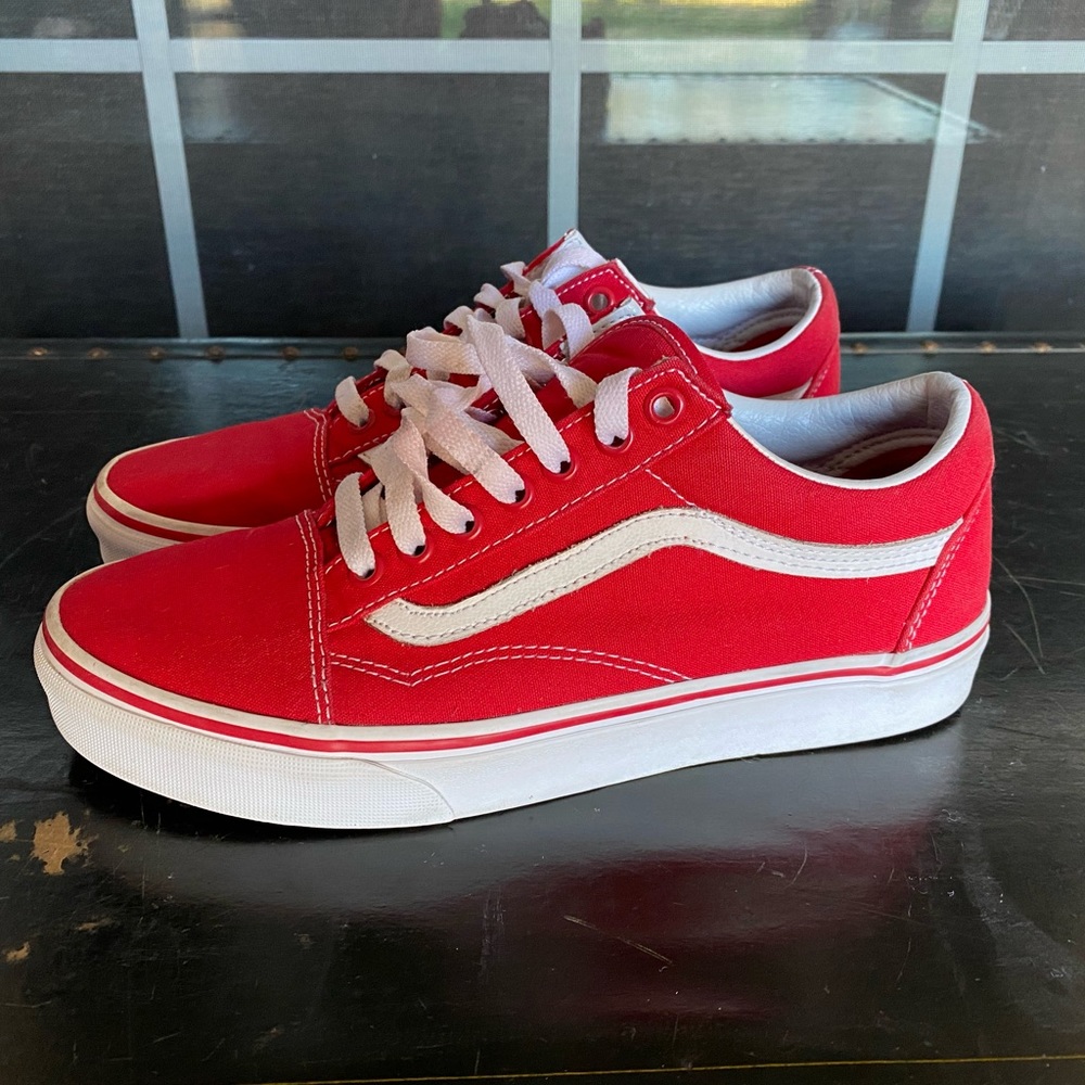 Van Red Canvas Old Skool Low-tops